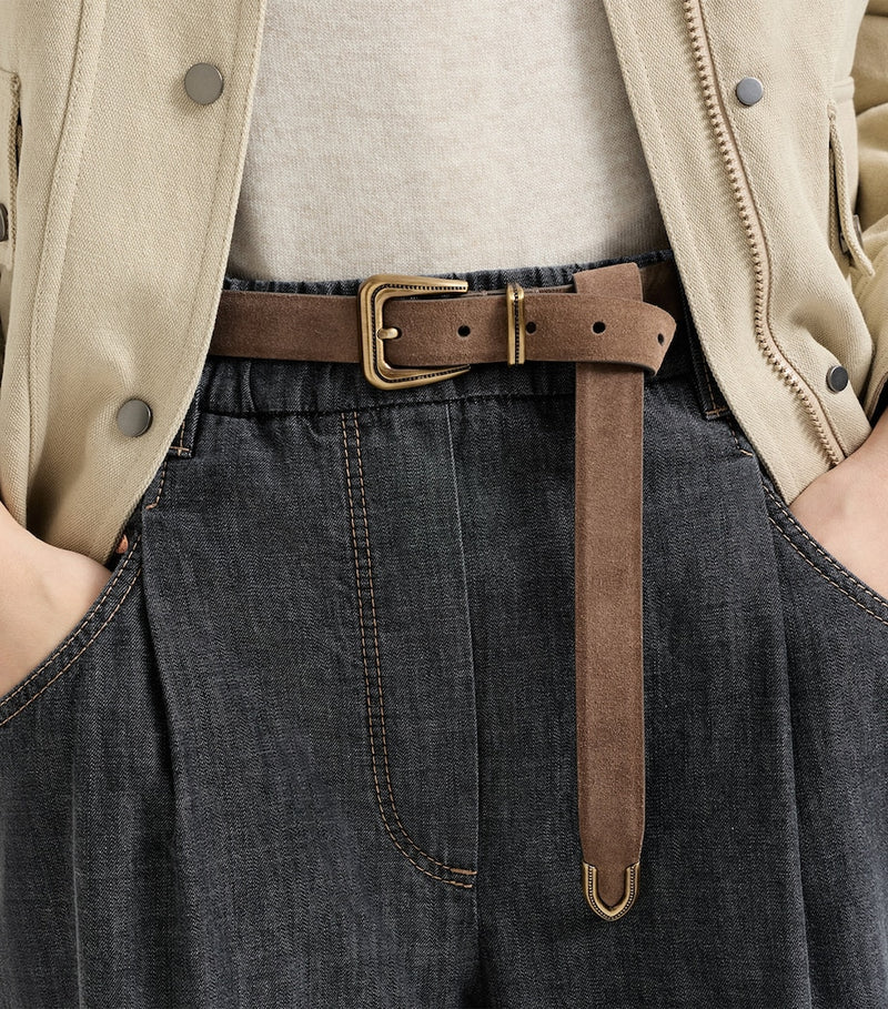 Brunello Cucinelli suede monili belt, UK version