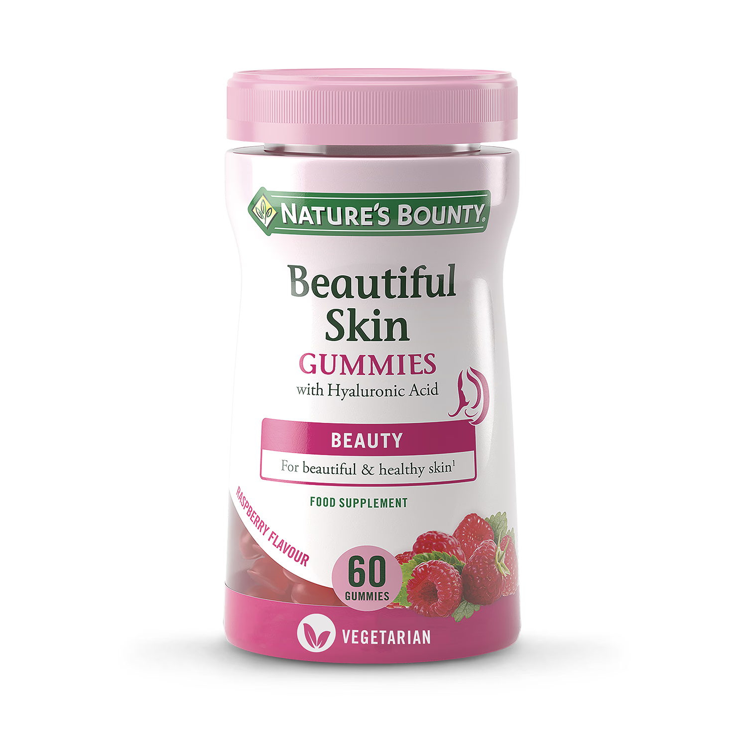 Raspberry Flavour Vegan Gummies for Skin, Hair & Nails 60 Pack