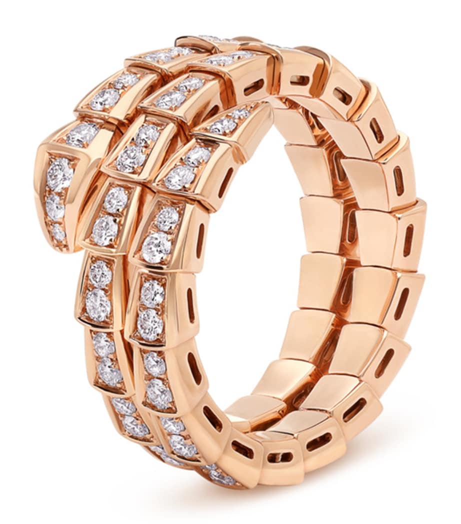 Bvlgari Serpenti Viper rose gold diamond ring (British brand)