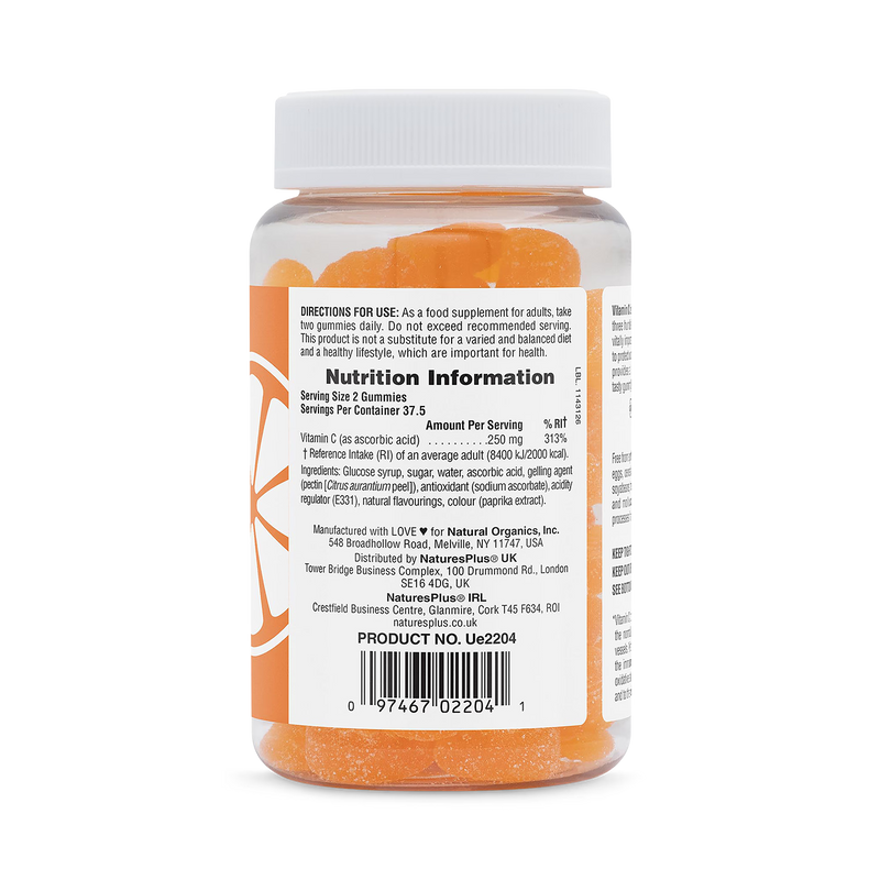 NaturesPlus Vitamin C gummies 250 mg orange (British brand)