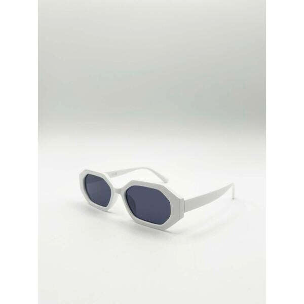 SVNX oval geometric white sunglasses, imported from the UK
