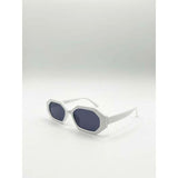 SVNX oval geometric white sunglasses, imported from the UK