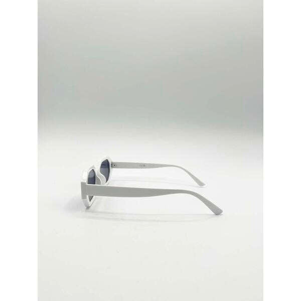 SVNX oval geometric white sunglasses, imported from the UK
