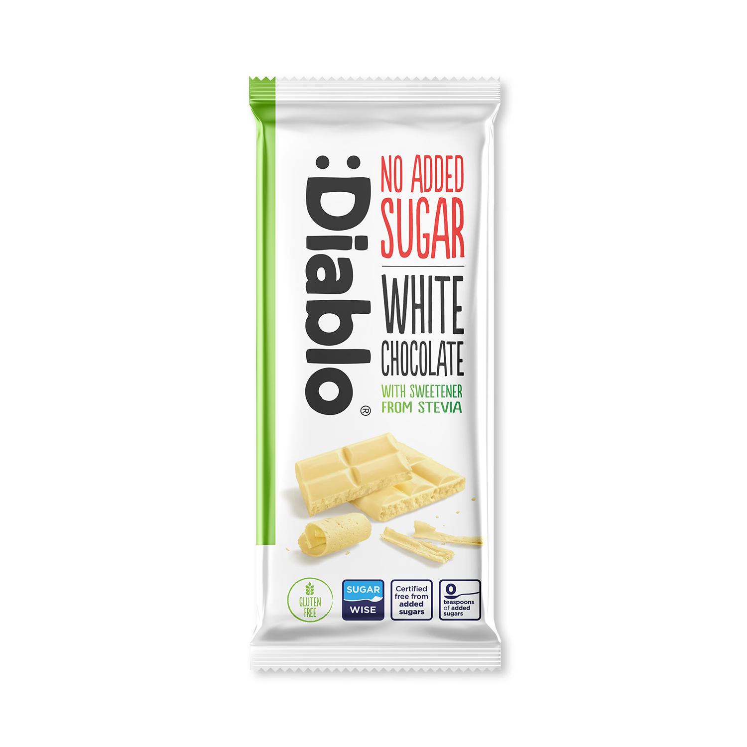 Diablo no added sugar white chocolate bar 75g (British brand)