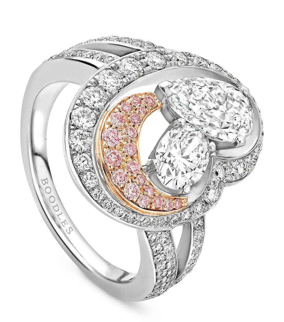 Boodles diamond Motherhood ring, platinum and rose gold (British brand)
