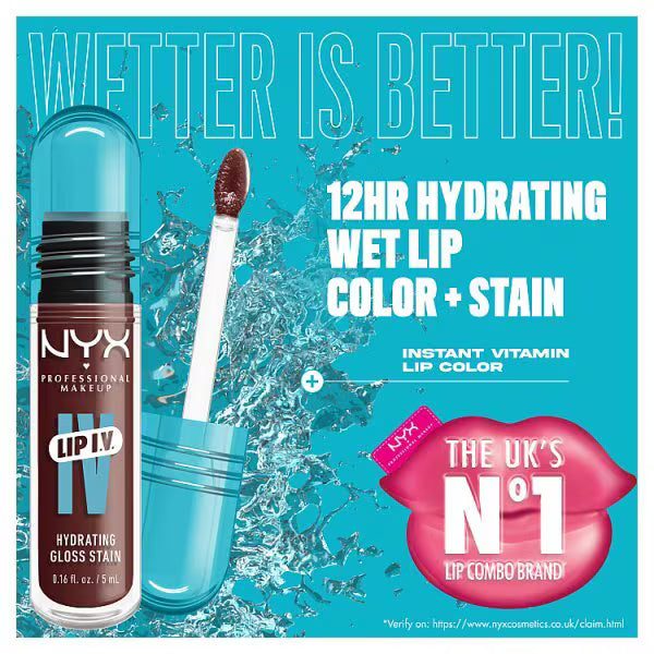 NYX Lip IV Gloss Stain Mocha Me Wet 5ml imported from UK