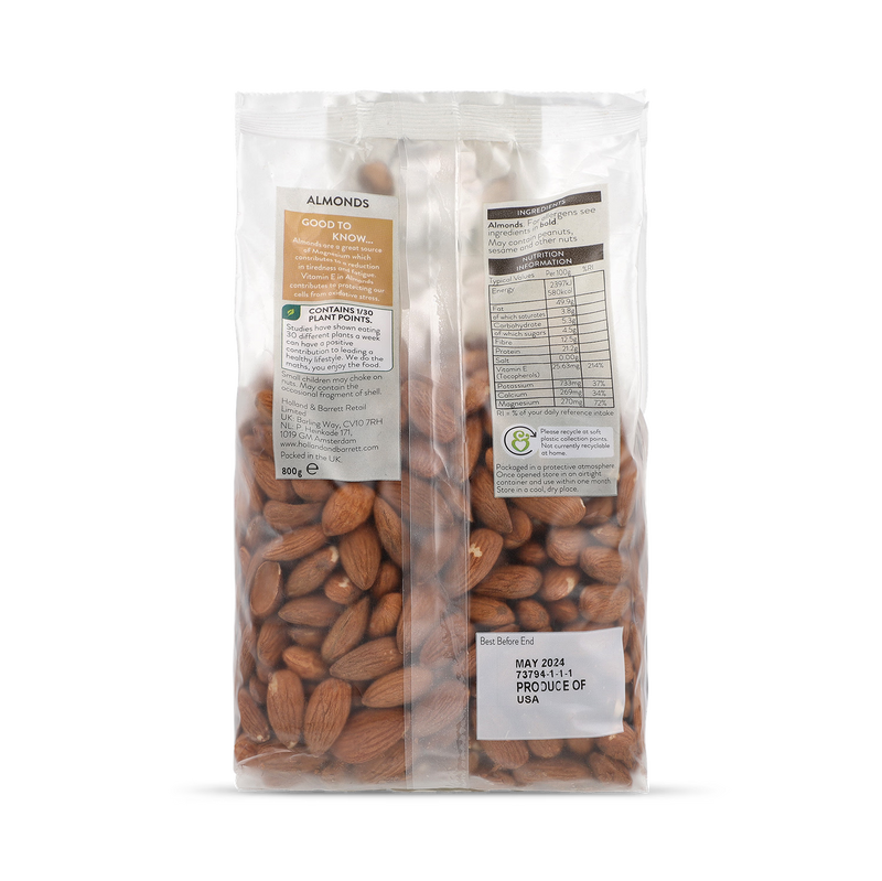 Holland & Barrett whole almonds 800g, UK version