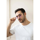 SVNX oval frame sunglasses with lilac lenses (British brand)