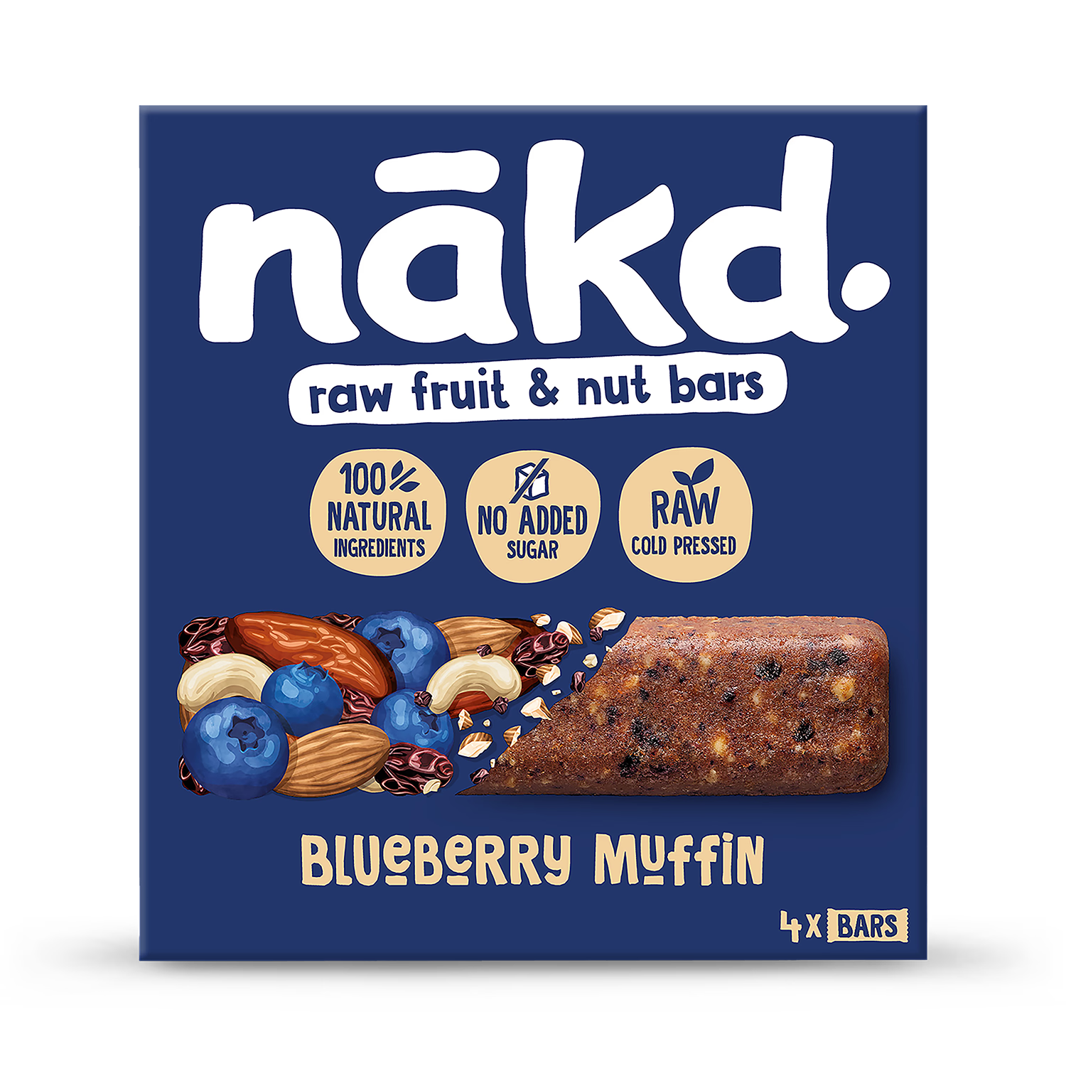 Nakd Raw Fruit Blueberry Bars 4x35g, imported from the UK