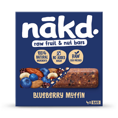 Holland & Barrett Nakd Raw Fruit and Nut Blueberry Muffin Bars 4 x 35g- Buy online at McGrocer