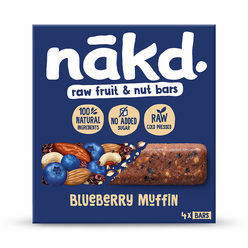 Nakd Raw Fruit Blueberry Bars 4x35g, imported from the UK