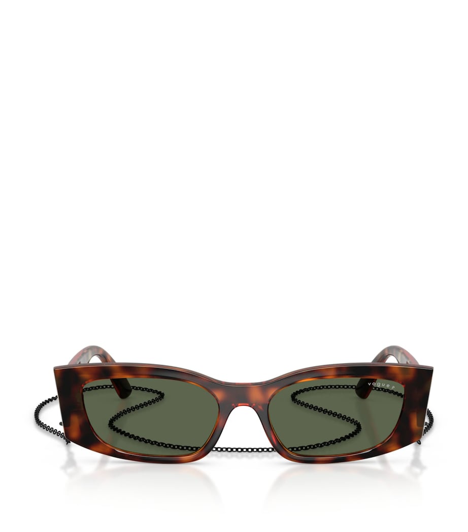 Vogue Pillow Sunglasses with tortoiseshell pattern and chain - British product