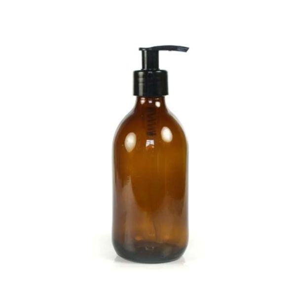 Acala amber glass pump bottle 250ml - British product