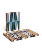 Printworks lacquered wooden backgammon set with acrylic playing pieces, imported from the UK