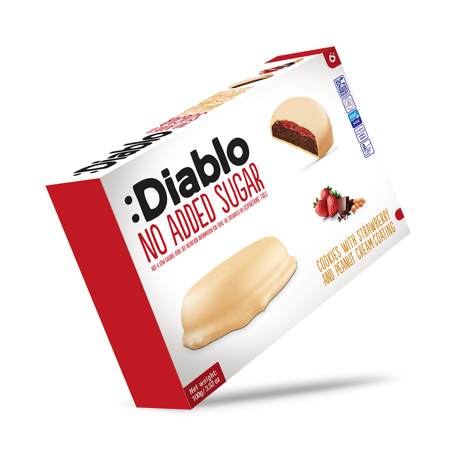 Diablo cookies strawberry peanut cream coating 100g (British brand)