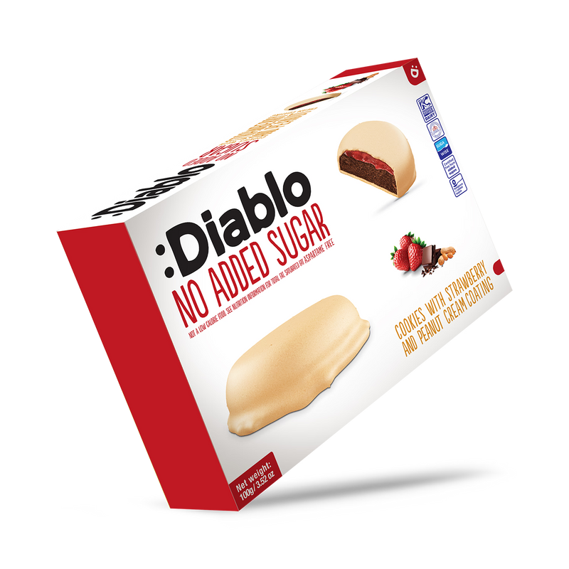 Diablo cookies strawberry peanut cream coating 100g (British brand)
