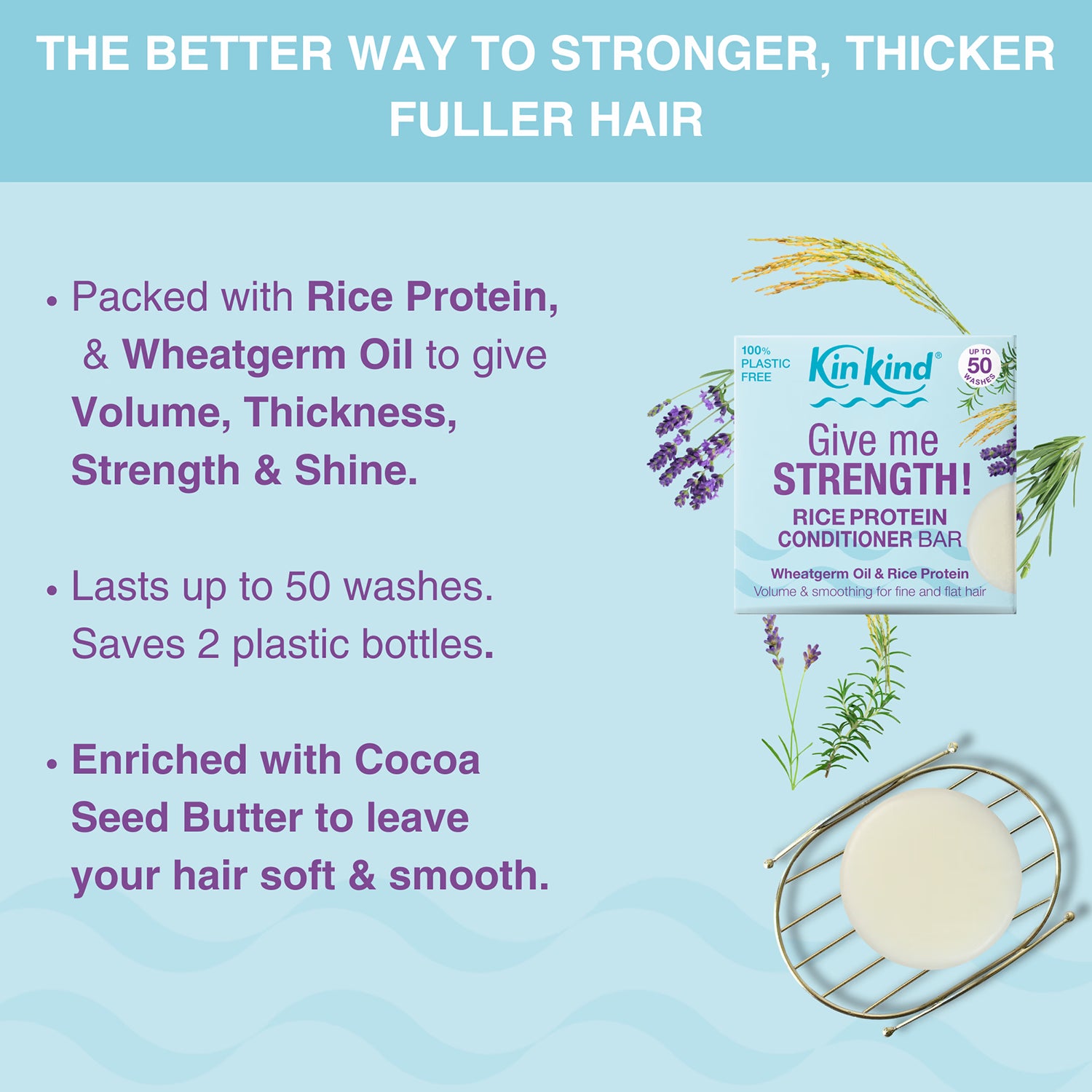 KinKind Rice Protein Conditioner Bar 40g, UK version
