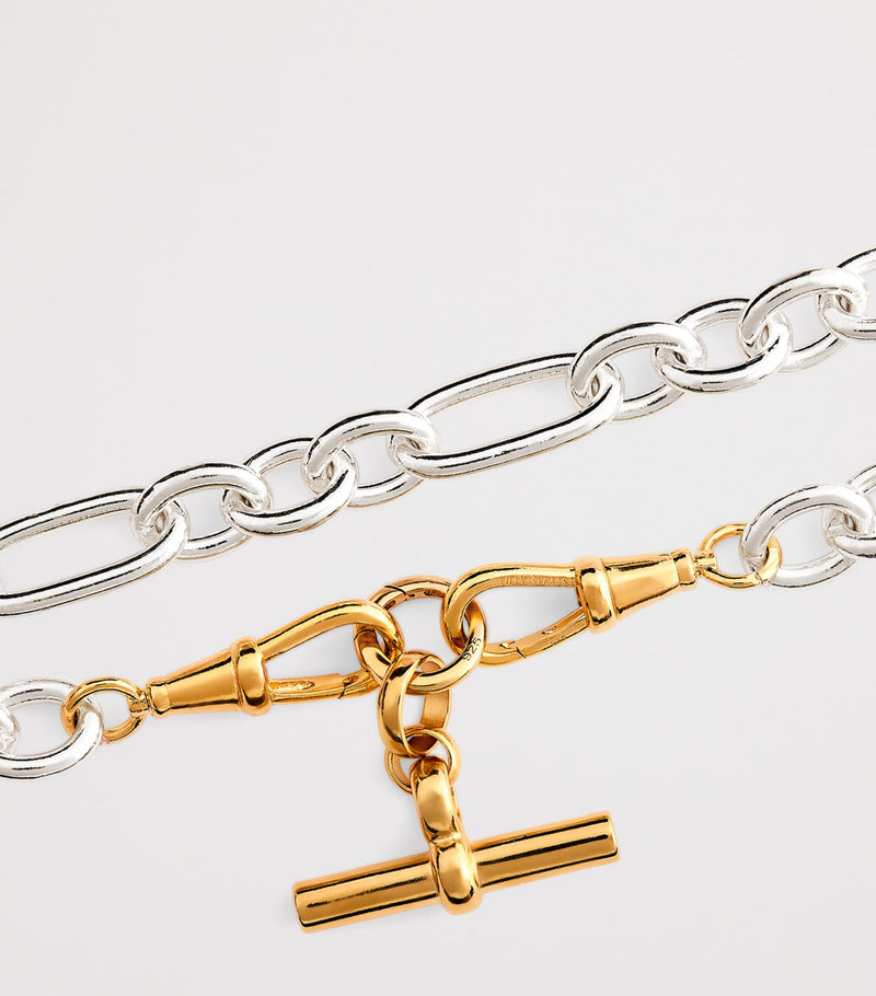 Tilly Sveaas medium sterling silver T-bar clipt necklace (British brand)