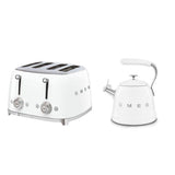 Smeg WKF01, TSF03 Stovetop Kettle and 4 Slice Toaster in White