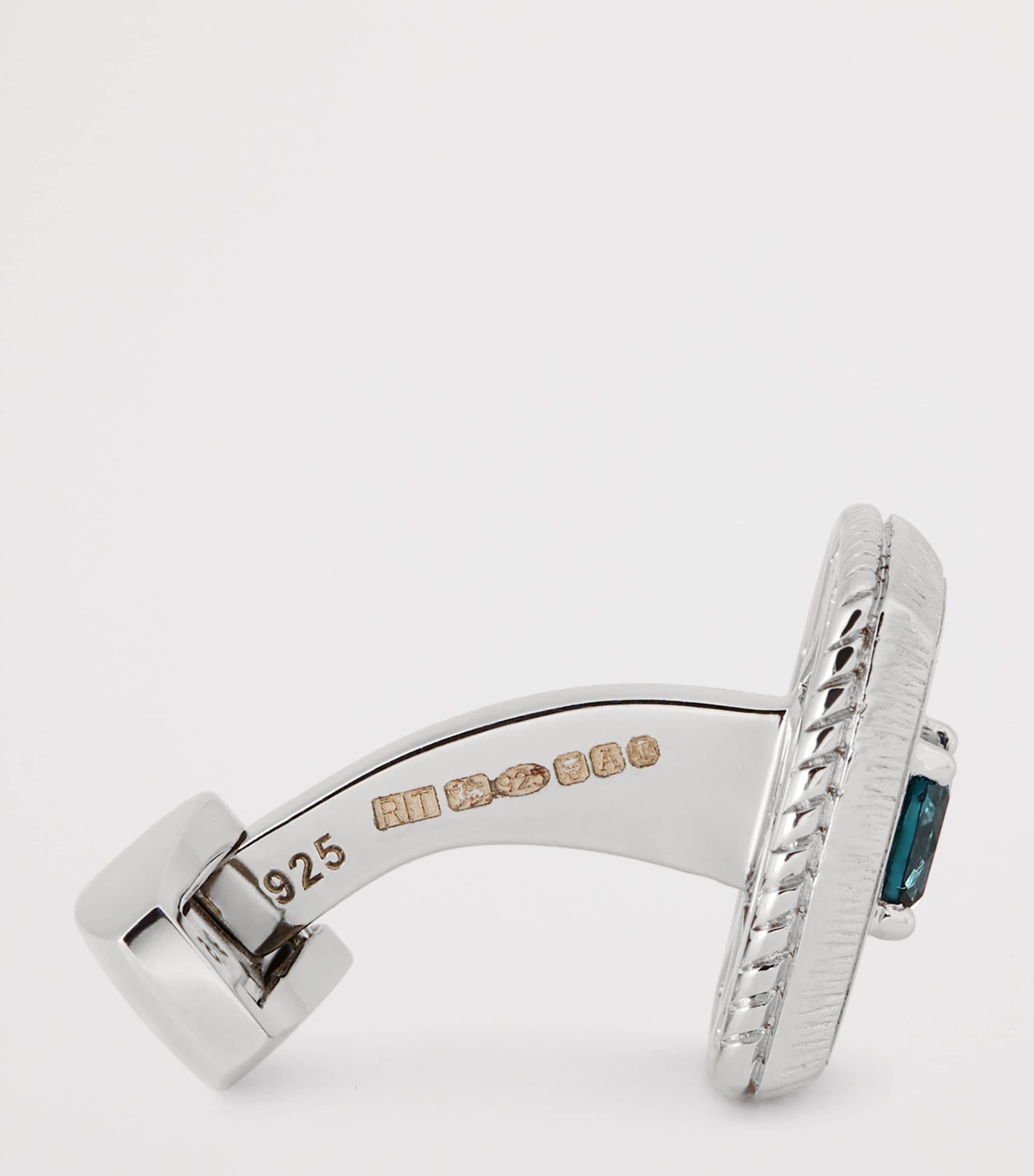 Tateossian sterling silver and topaz textured square cufflinks (British brand)
