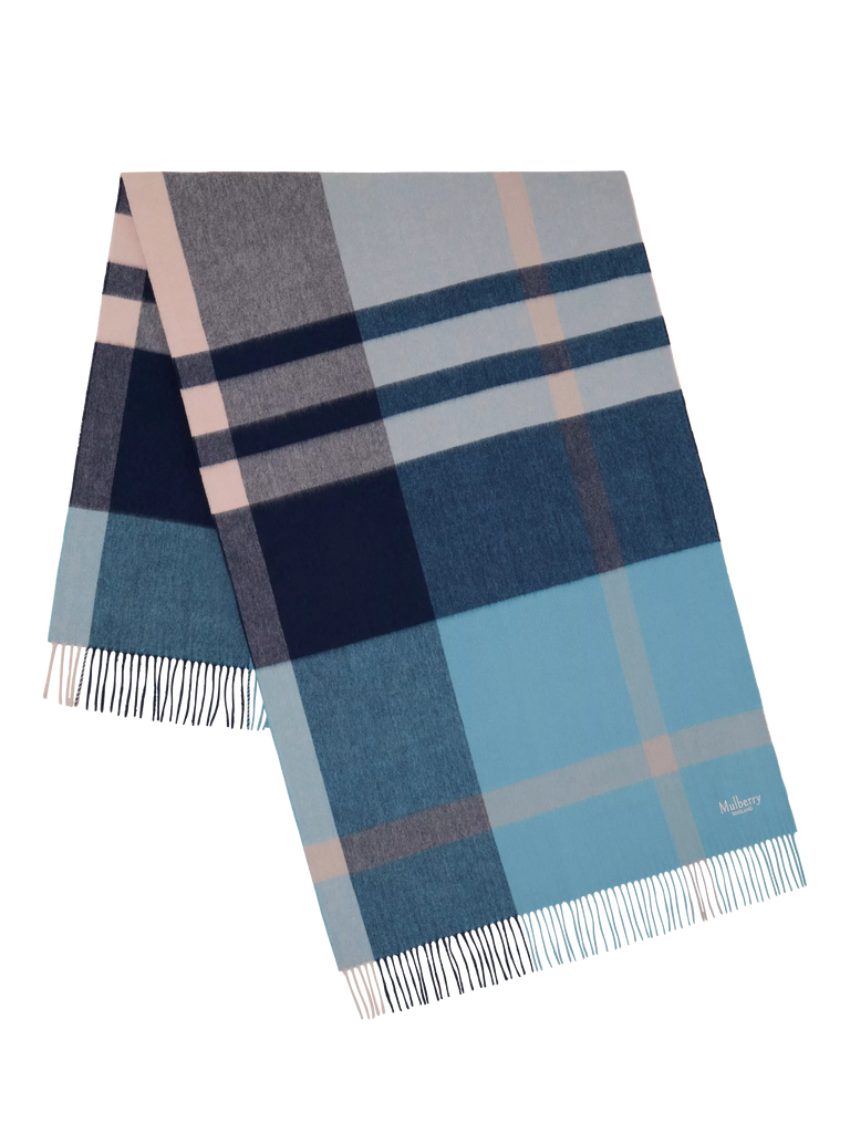 Mulberry Large Check Merino Wool Scarf