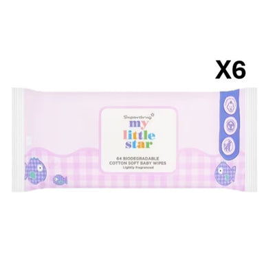 Superdrug Superdrug My Little Star Baby Wipes Lightly Fragranced 64ct x 6 Pack Bundle- Buy online at McGrocer