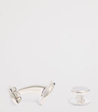 Deakin & Francis sterling silver mother-of-pearl round cufflinks, imported from the UK