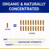 True Veda organic bacopa brahmi 20:1 extract 60 capsules, UK version