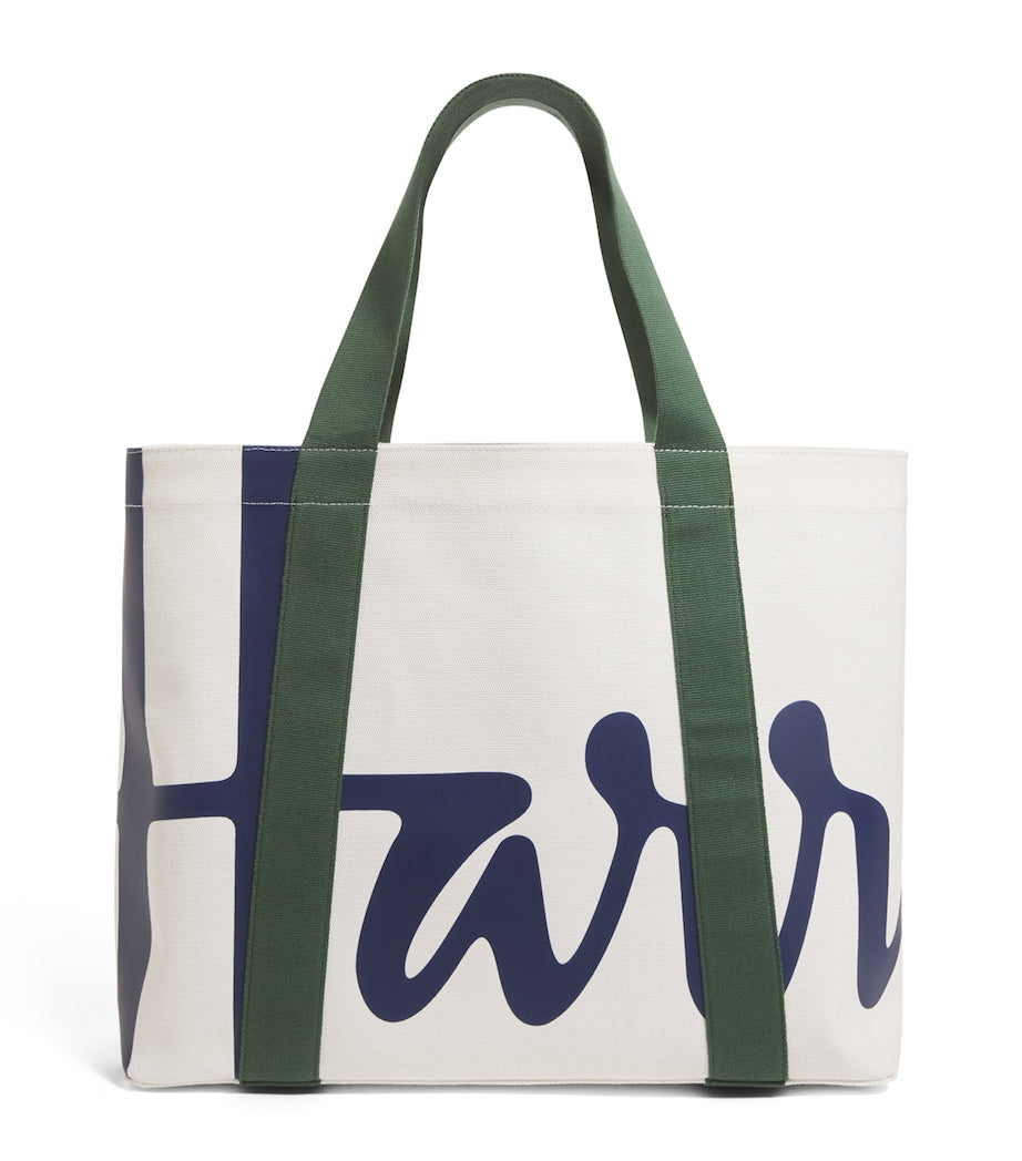 Harrods medium bomullstoteveske med logo, britisk versjon