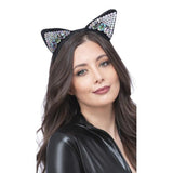 Smiffys jewelled black cat ear headband - British product