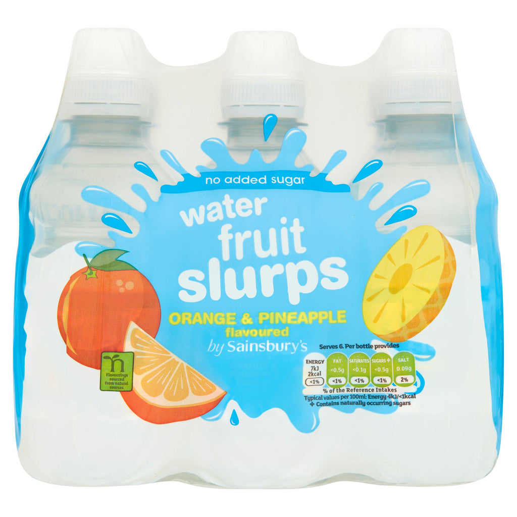 Sainsbury's No Added Sugar Fruit Slurps Orange & Pineapple Flavoured 6x250ml