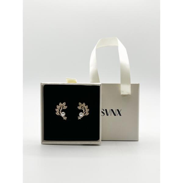 SVNX hanging leaf pearl earrings gold - British product