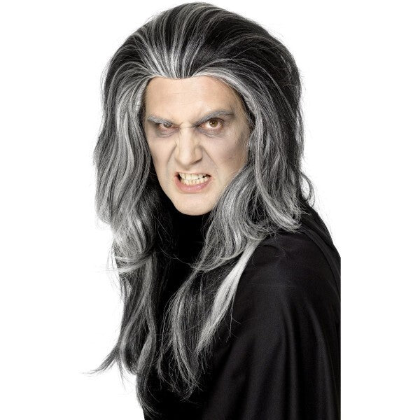 Smiffys Gothic Vampire Wig black with white highlights (British brand)
