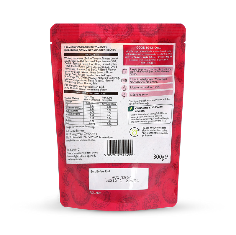 Holland & Barrett High Protein Ragu 300g, UK version