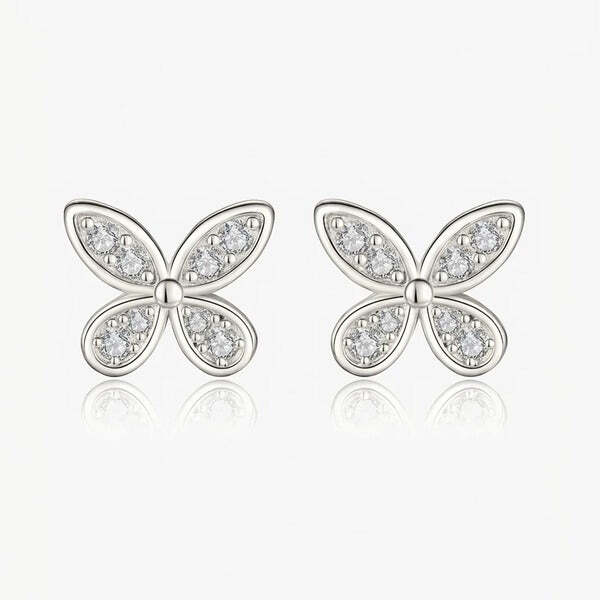 MUCHV butterfly stud earrings gold silver cubic zirconia imported from the UK