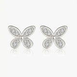 MUCHV butterfly stud earrings gold silver cubic zirconia imported from the UK