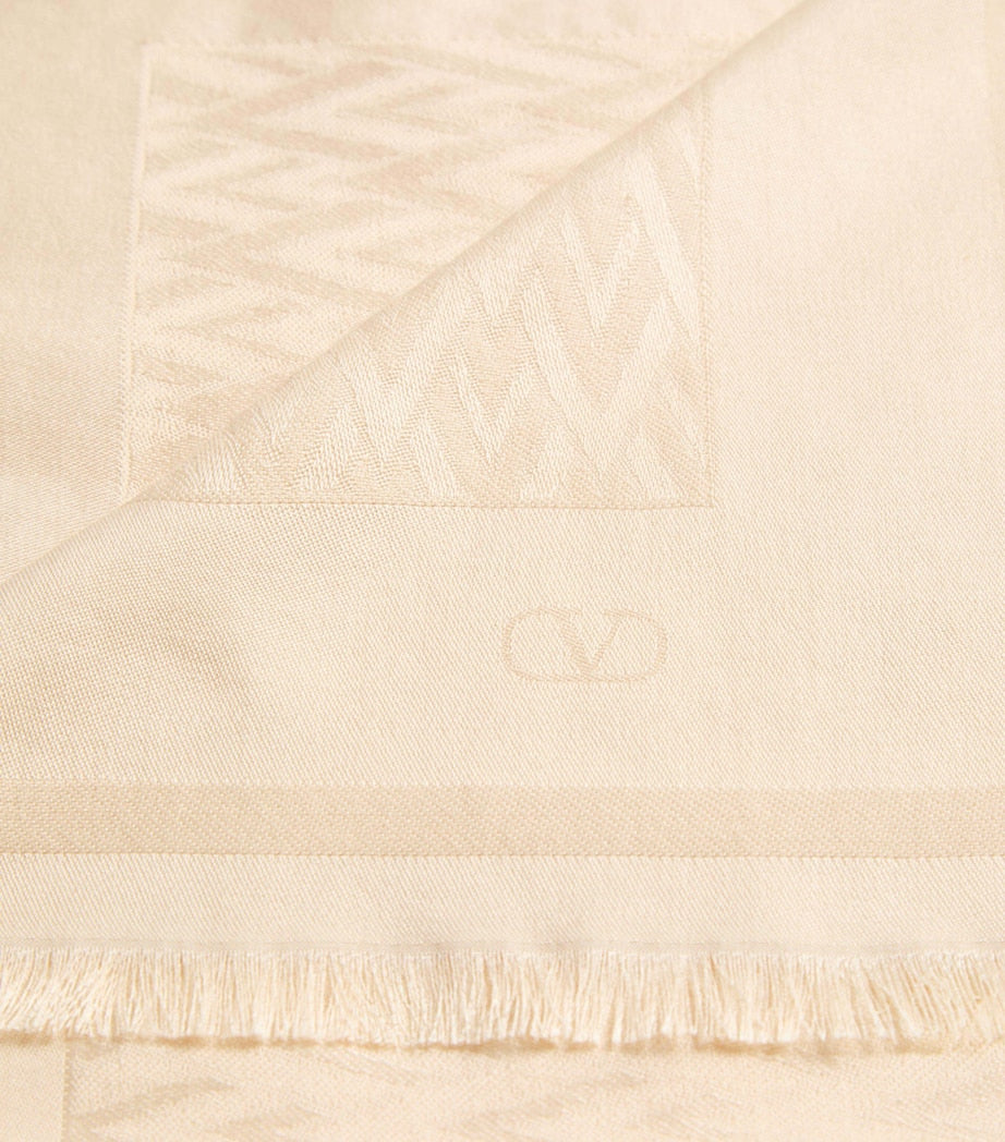 Valentino Garavani silk-wool scarf neutral, UK version