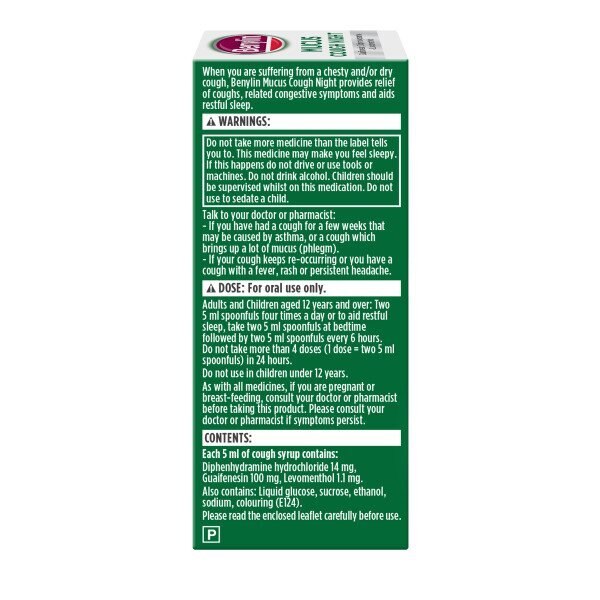 Benylin Mucus Cough Night Syrup 150ml GOODS Superdrug   