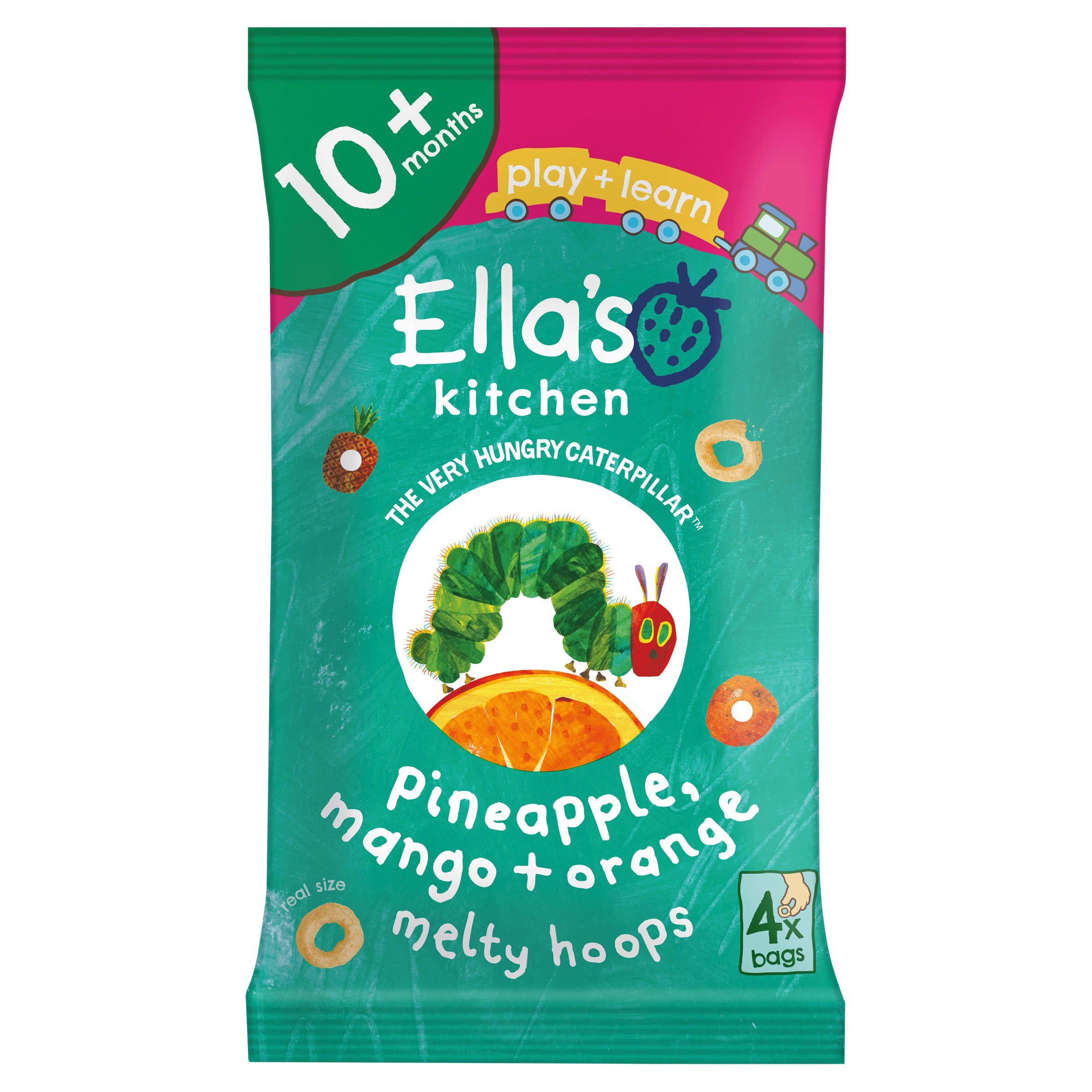 Ella's Kitchen Organic Pinapple Mango &  Orange Melty Hoops Baby Snack 10+ Months 4x9g GOODS Sainsburys   