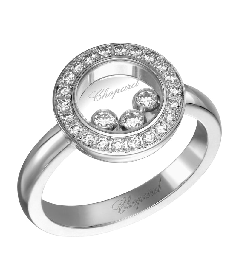 Chopard white gold diamond ring, Happy Diamonds collection, imported from the UK