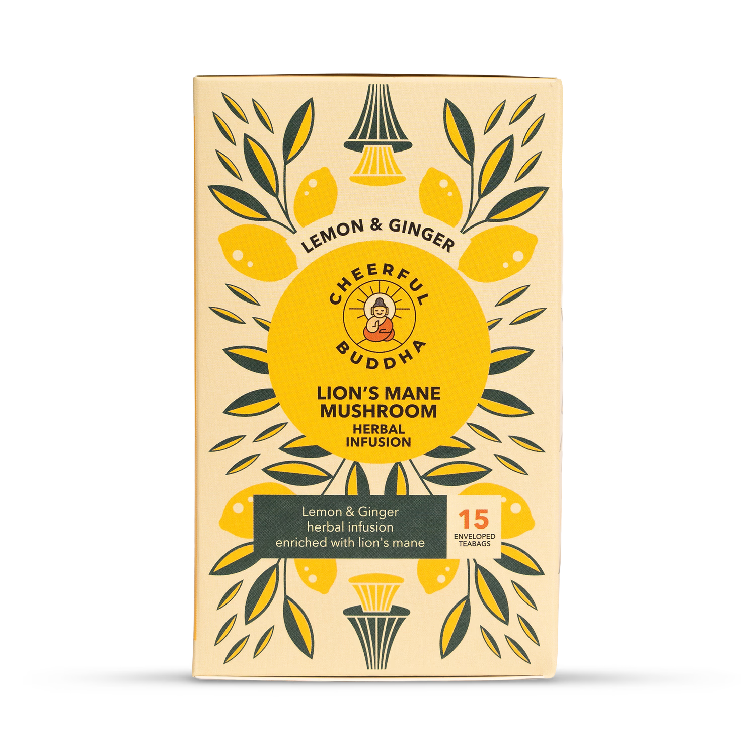 Cheerful Buddha Lion's Mane lemon ginger tea 15 bags, imported from the UK