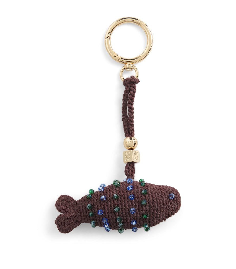 Sandro Paris crochet fish keyring with beads, imported from the UK