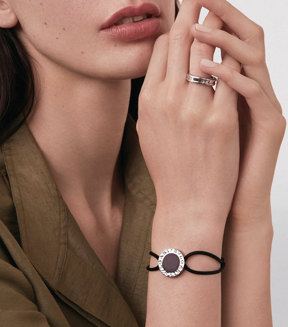 Bvlgari bracelet with sterling silver logo and fabric band - British product