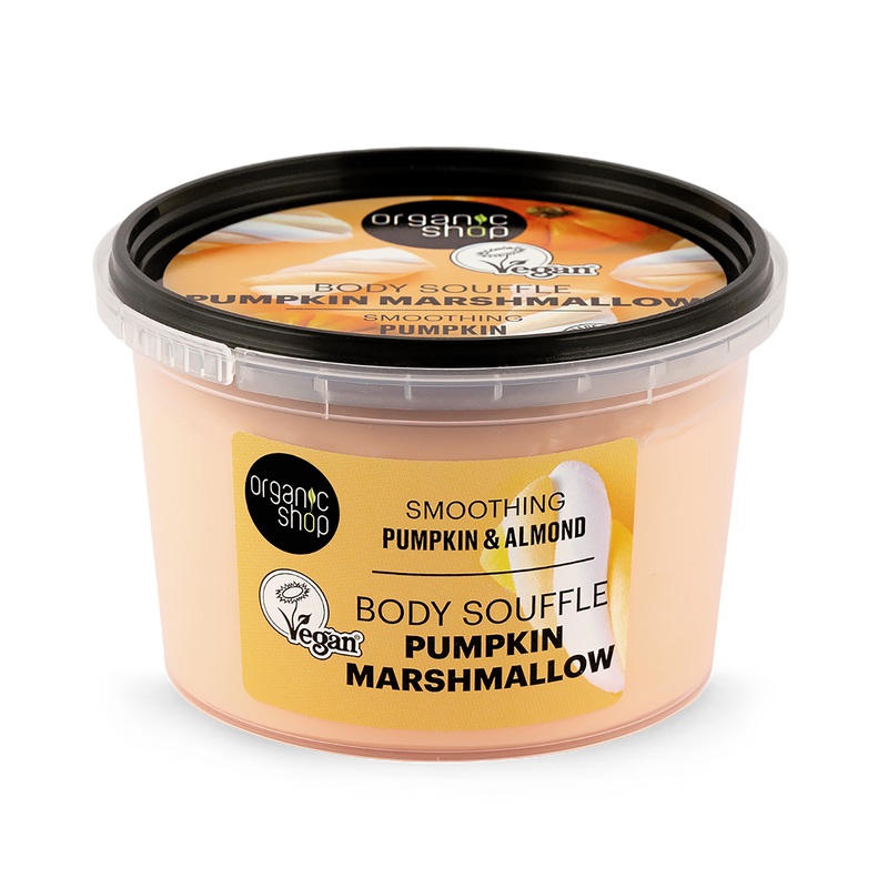 Organic Shop body souffle Pumpkin & Almond 250ml, imported from the UK