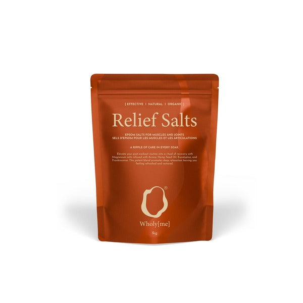 WholyMe Relief Epsom Salts 1kg bath salts, imported from the UK
