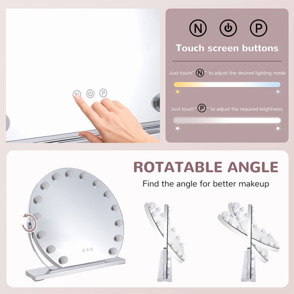Livingandhome LED Makeup Mirror 3 Colour Modes 50cm imported from the UK