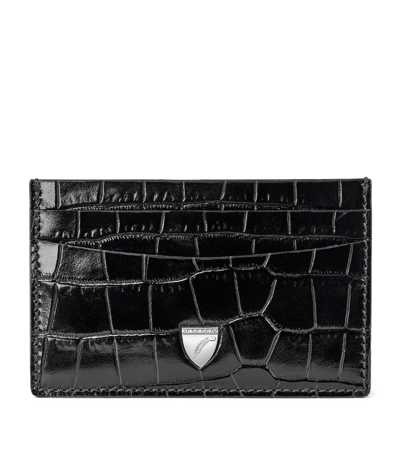 Aspinal of London croc-embossed slim card holder, imported from the UK