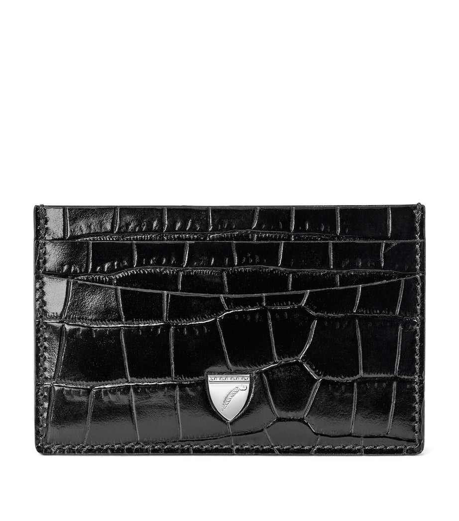 Aspinal of London croc-embossed slim card holder, imported from the UK