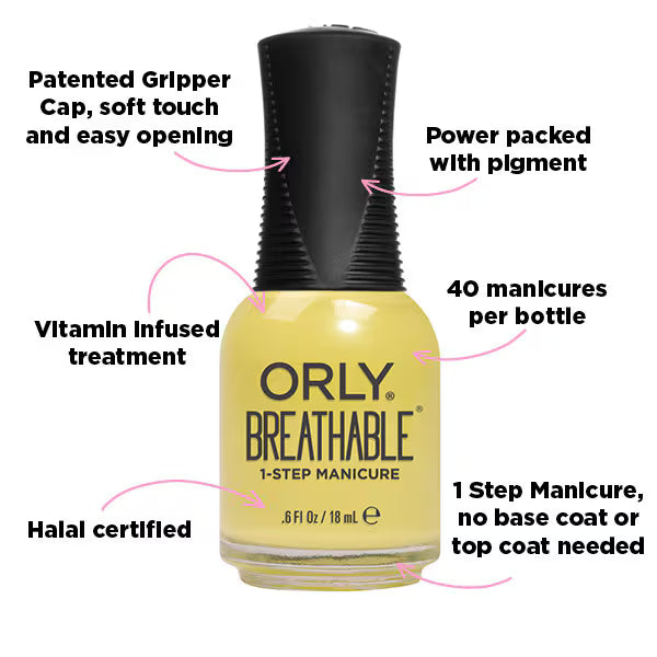 Orly Breathable Polish Sour Time To Shine 18ml, imported from the UK