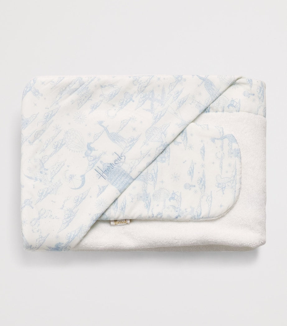 Harrods organic cotton hooded towel and wash mitt set 70cm, UK version